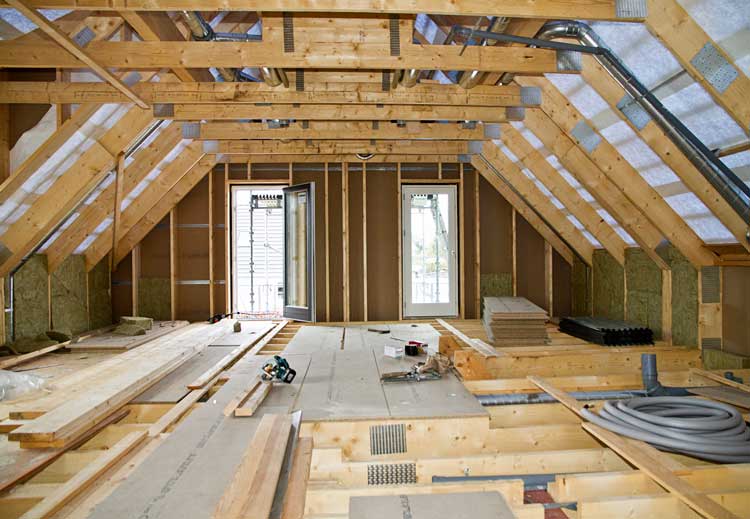 Interiör av hus under konstruktion