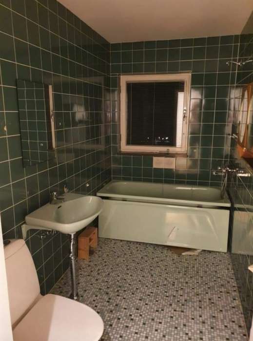 Äldre badrum i grönt, förebild