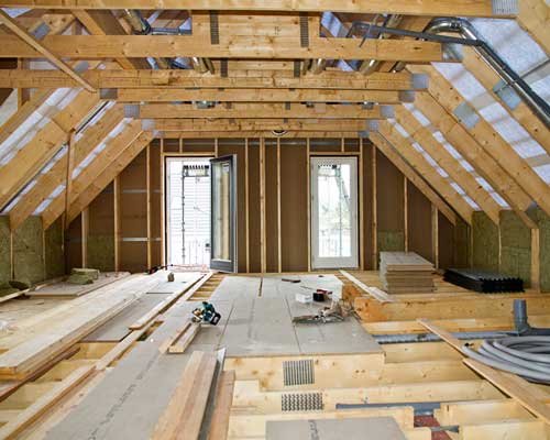 Interiör av hus under konstruktion